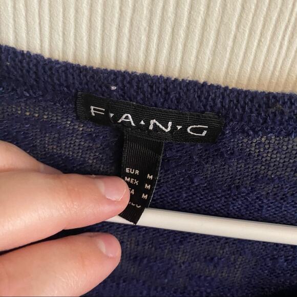 FANG Blue Shimmery Flaked Lightweight Sweater Women's Size Medium Spandex Blend - Picture 6 of 7